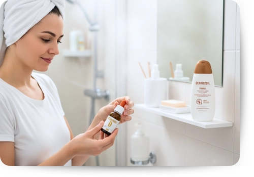 Použití vitaminoil D3 při zánětu pokožky hlavy.