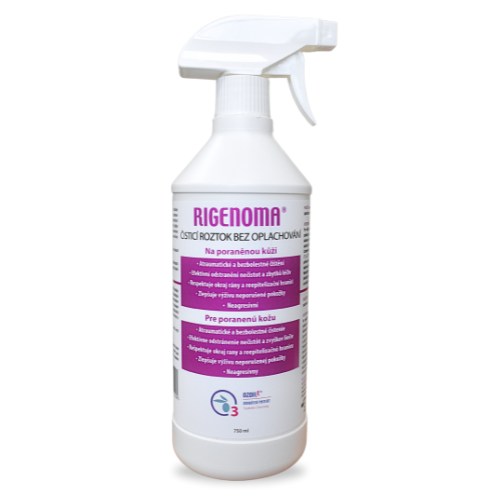 Balení rigenoma čistícího roztoku bez oplachování.