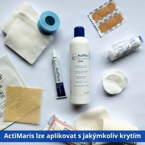 AciMaris gel a roztok forte lze aplikovat s jakýmkoliv krytím. Funguje na bázi aktivního singletového kyslíku.